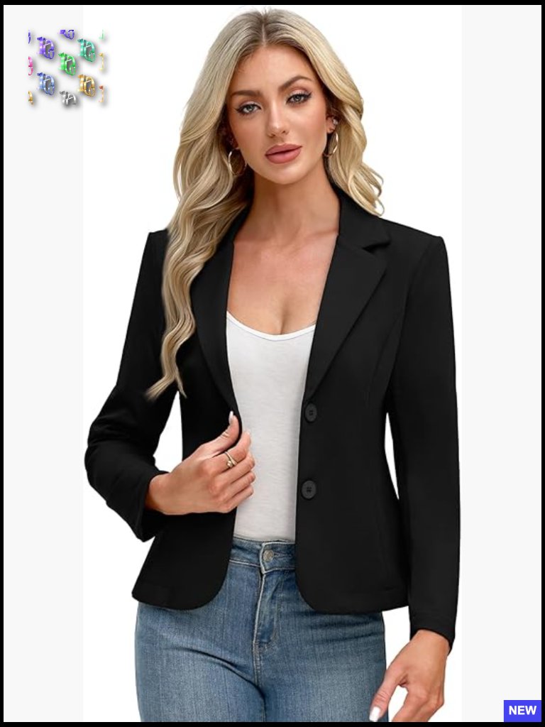 Stretch Knit Blazer Slim Fit Lightweight Work Jacket Notched Lapel Chic